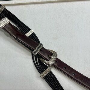 Brighton Dark Brown Leather Belt with Silver Details